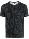 Versace Barocco Print Crewneck Undershirt In Black