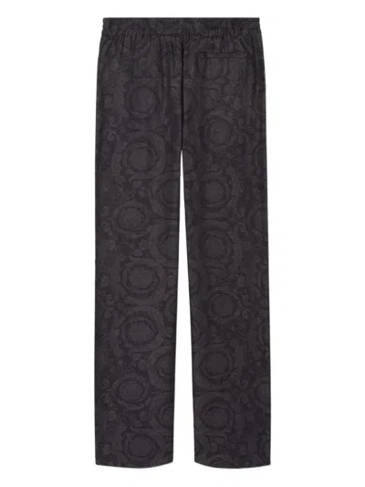Versace Baroque-print Drawstring Trousers In Brown