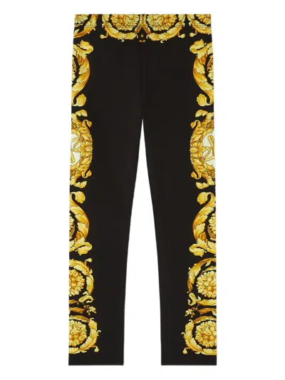 Versace Kids' Baroque-print Leggings In Black