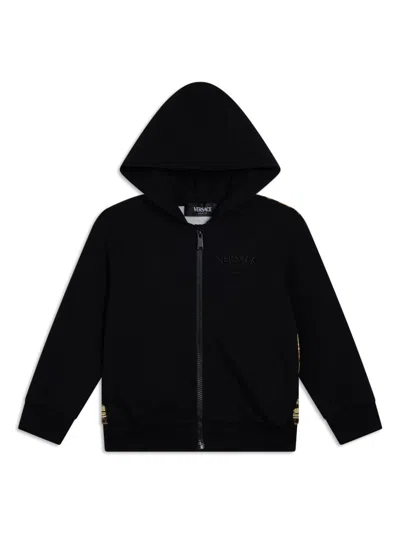 Versace Babies' Baroque-print Long Sleeve Hoodie In Black