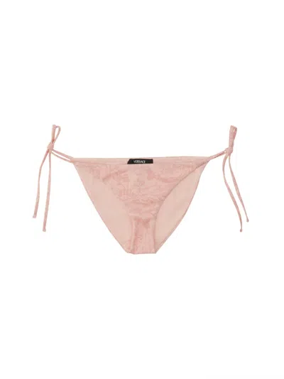 Versace Baroque Print Mini Bikini Bottom In Pink
