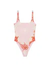 Versace Barocco Sea Print One-piece Swimsuit In Tan