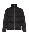 Versace Full Zip Down Jacket With All-over Pattern In Black