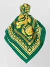 Versace Baroque Print Scarf Crown Floral Motif In Green