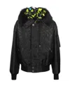 Versace Baroque-print Shearling-lined Jacket In Black