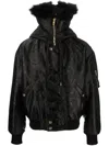 Versace Baroque-print Shearling-lined Jacket In Schwarz