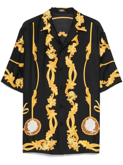 Versace Baroque-print Shirt In Black