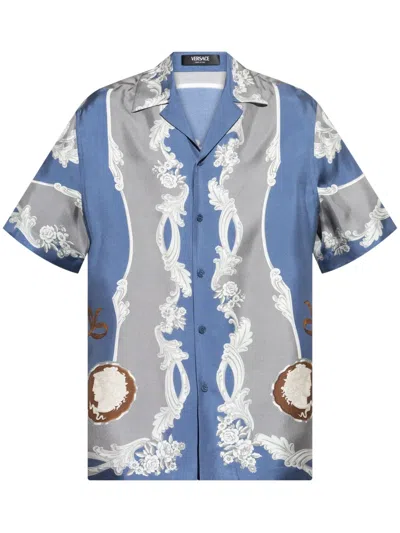 Versace Baroque-print Shirt In Blue