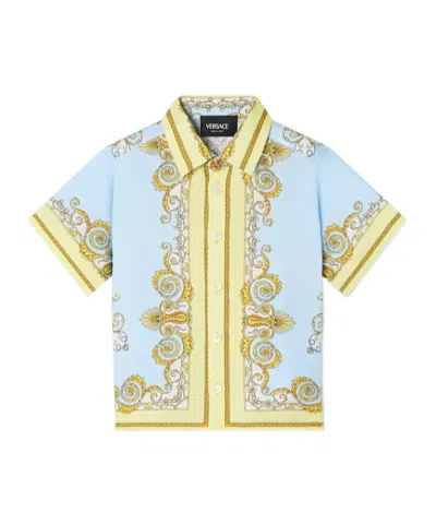 Versace Kids Printed Silk Twill Shirt In Multi