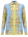Versace Formal Shirt Silk Twill Print Spring Barocco Foula In Blue