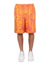 Versace Barocco Silhouette-print Silk Shorts In Multicolour