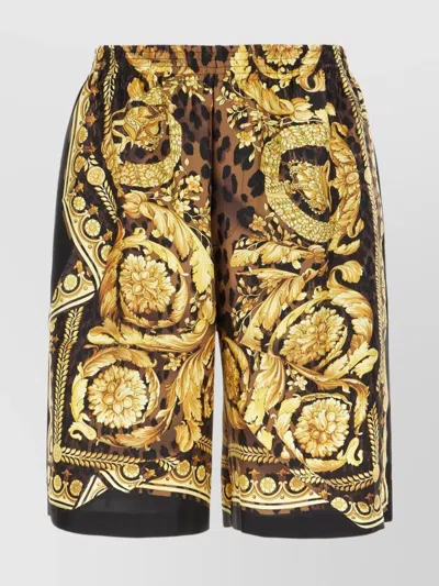 VERSACE BAROQUE PRINT SILK BERMUDA SHORTS