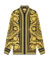 Versace Silk Printed Shirt For Men In Yellow