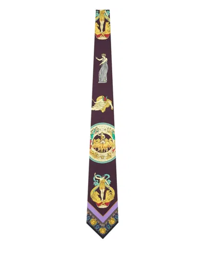 Versace Baroque-print Silk Tie In Black