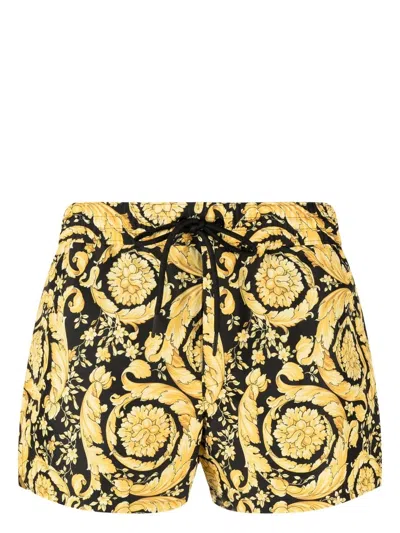 Versace Baroque-print Swim Shorts In Black
