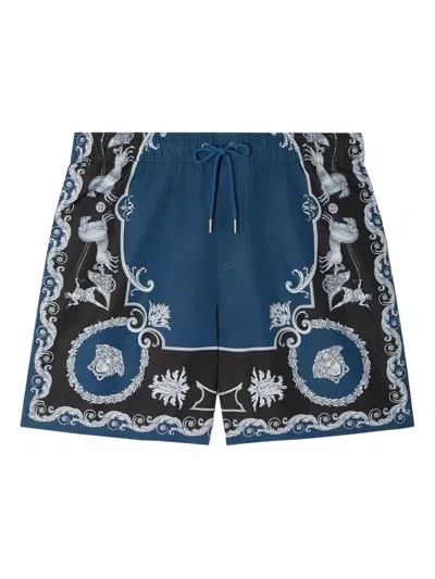 Versace Baroque-print Swim Shorts In Blue