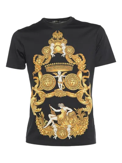 Pre-owned Versace Baroque-print T-shirt In Black