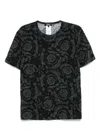 Versace Barocco Print Crewneck Undershirt In Black  