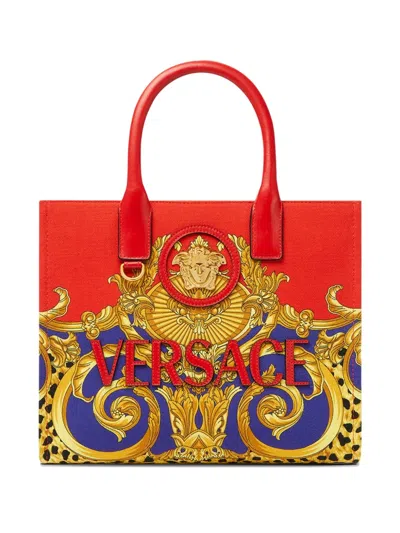 Versace Baroque-print Tote Bag In Red
