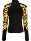 Versace Baroque-pattern Zip-fastening Jacket In Black