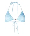 Versace Barocco-print Triangle Bikini Top In White