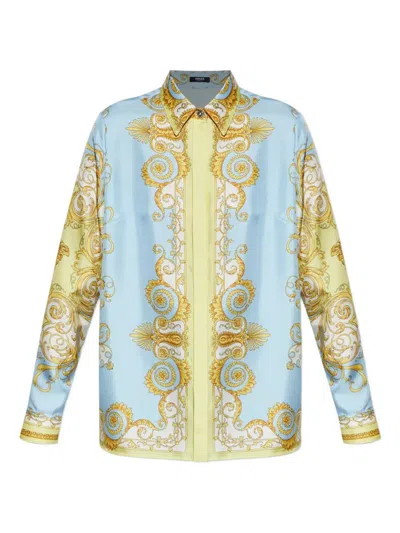 VERSACE VERSACE BAROQUE-PRINTED SILK SHIRT CLOTHING