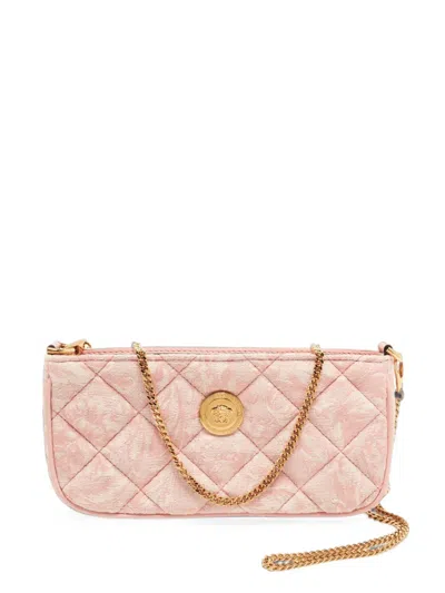 Pre-owned Versace Baroque Quilted Shoulder Bag In Pink