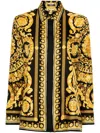 Versace Black And Yellow Shirt With Barocco Print In Black