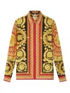 Versace Baroque Print Long Sleeve Collared Top In Multi