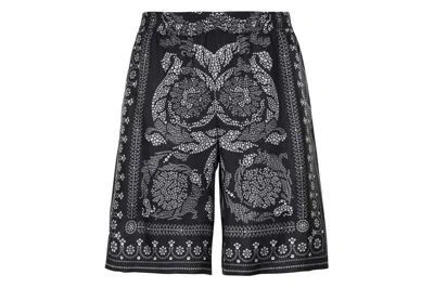 Pre-owned Versace Baroque Silk Shorts Black