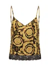 Versace Barocco Print Silk Camisole In Yellow
