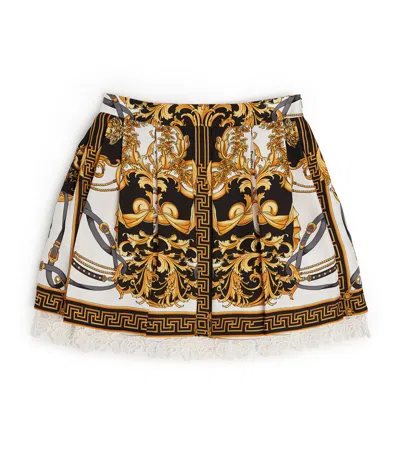 Versace Kids' Baroque Skater Skirt In White