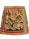 Versace Mini Jupe Plissée Barocco In Brown