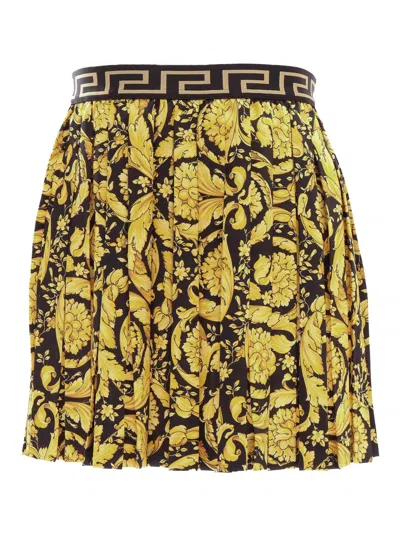 Versace Kids' Baroque Skirt In Black