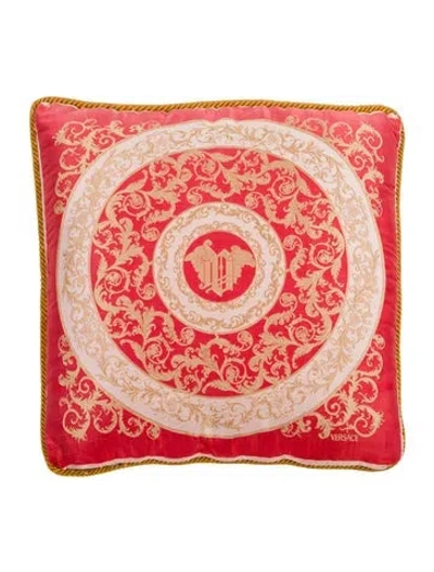 Pre-owned Versace Baroque Throw Pillow In Red
