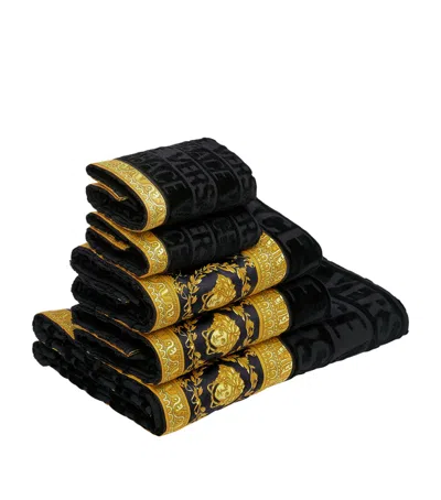 Versace Baroque Towels In Black