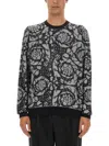 Versace Barocco Jacquard Wool Sweater In Multicolour