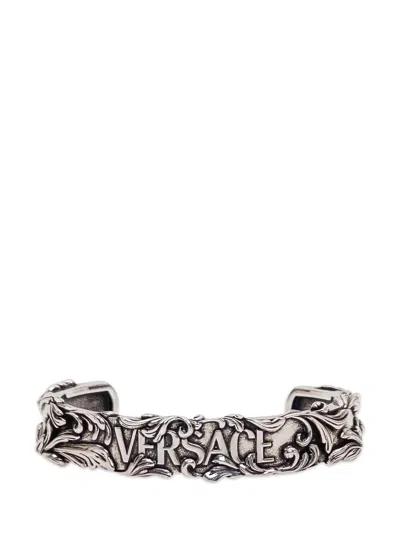 Versace Baroque-inspired Metal Cuff Bracelet In Silver