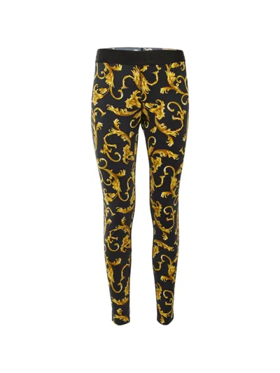 Pre-owned Versace Baroque-print Jersey Leggings In Black