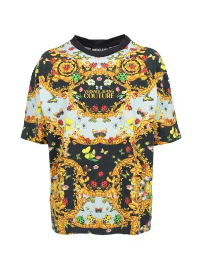 Pre-owned Versace Baroque-print Logo-print T-shirt In Black