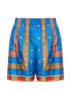Versace Pattern-printed Twill Shorts In Blue