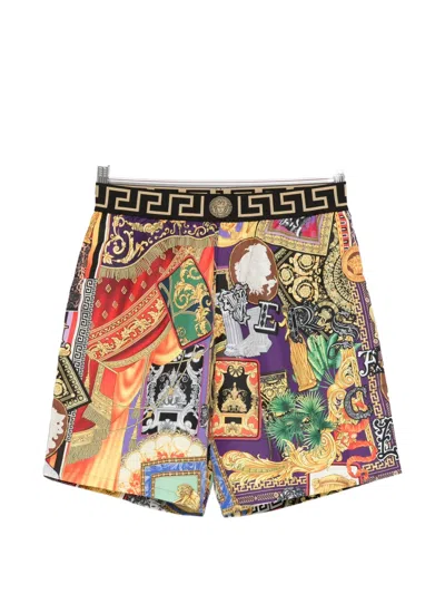 Versace Baroque-print Swim Shorts In Multi