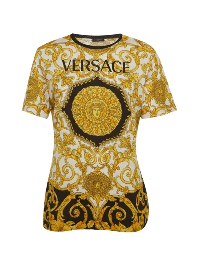 Pre-owned Versace Baroque-print T-shirt In White