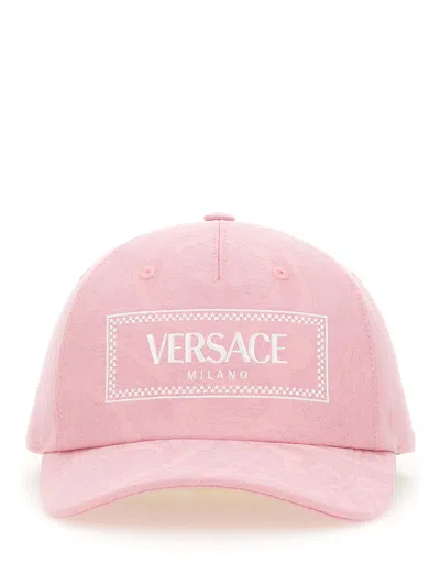 Versace Baseball Hat With Logo In Denim
