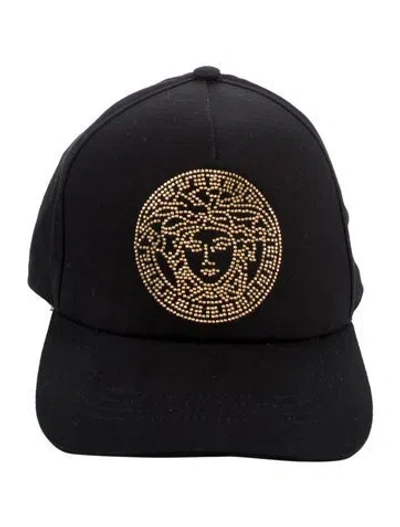 Pre-owned Versace Baseball Studded Baseball Cap In Black