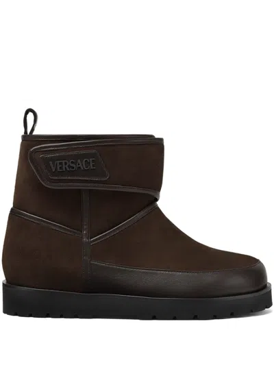 Versace Bastion Boots In Brown