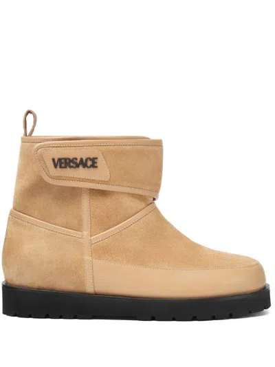 Versace Bastion Boots In Neutrals