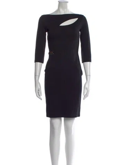 Pre-owned Versace Bateau Neckline Knee-length Dress In Black