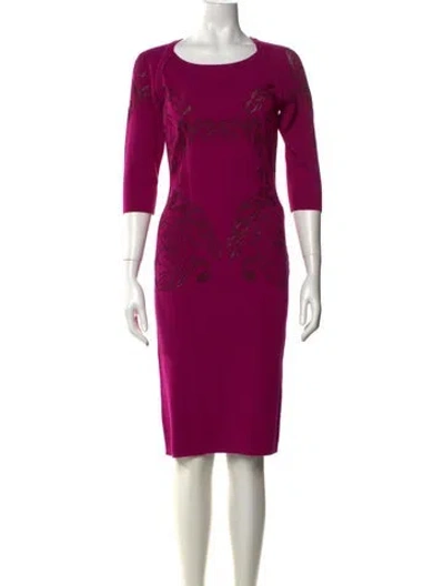 Pre-owned Versace Bateau Neckline Knee-length Dress In Pink