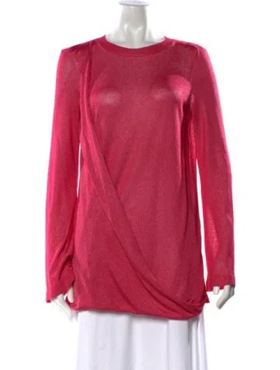 Pre-owned Versace Bateau Neckline Long Sleeve Tunic In Pink